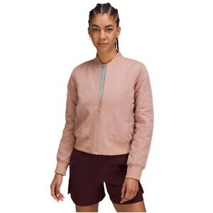 LULULEMON Non-Stop Cotton Bomber Jacket, Lightweight Reversible Pink Clay Size 8